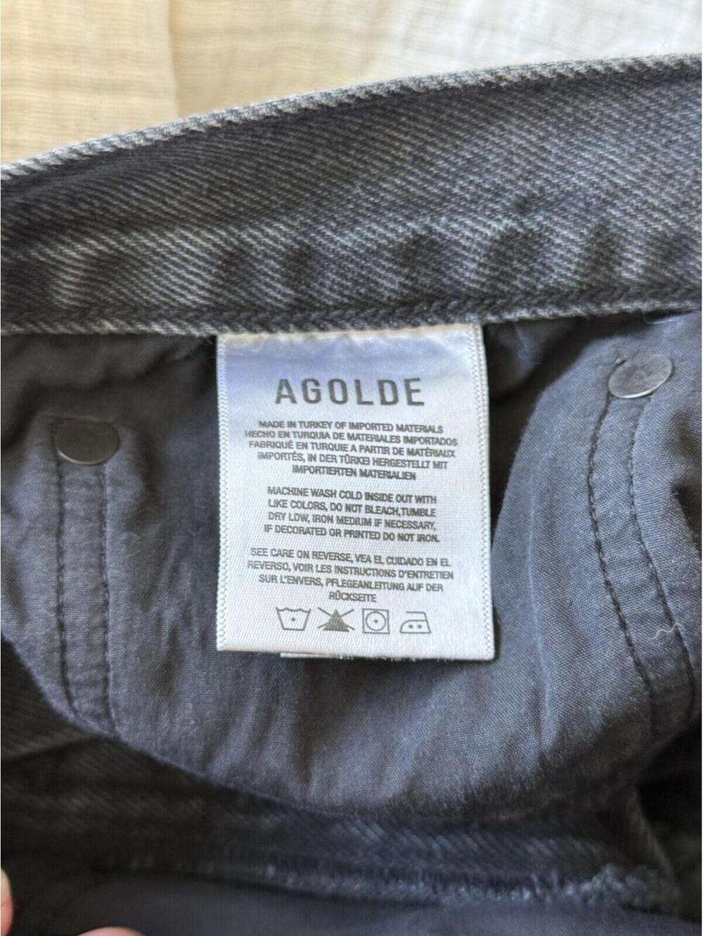 Agolde 90s Pinch Waist Jeans Sz 30 High-Rise Straight-Leg Distressed Black Goth - Picture 7 of 9
